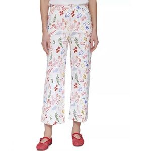 Bagatelle Women’s Pants size 3X White Crop Wide Leg Colorful Patterned NWT